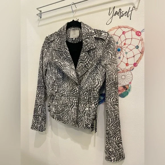 Iro ‘Jeff’ print leather asymmetrical jacket sz 1